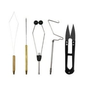 OWSOO 5pcs Fly Tying Tools Combo Kit Fly Tying Vise Bobbin Holder Threader Whip Finisher Scissors